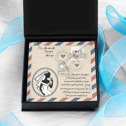 Daughter Wedding Day Gift for Bride Dancing Love Heart Pendant Necklace Gift from Mother and Father - Mallard Moon Gift Shop