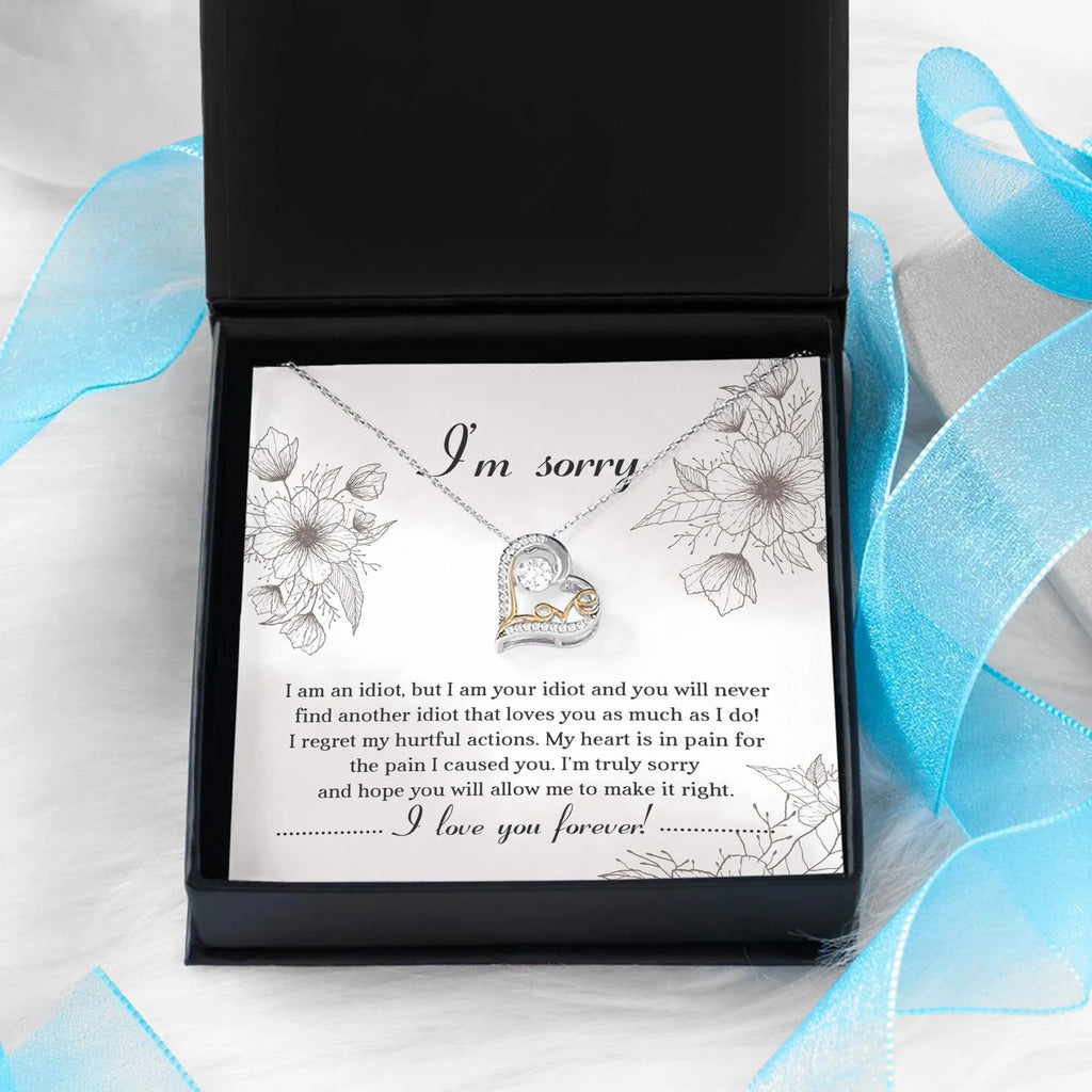 Apology Gift for Her - Sorry For The Pain I Caused You - Love Dancing Heart Pendant Necklace