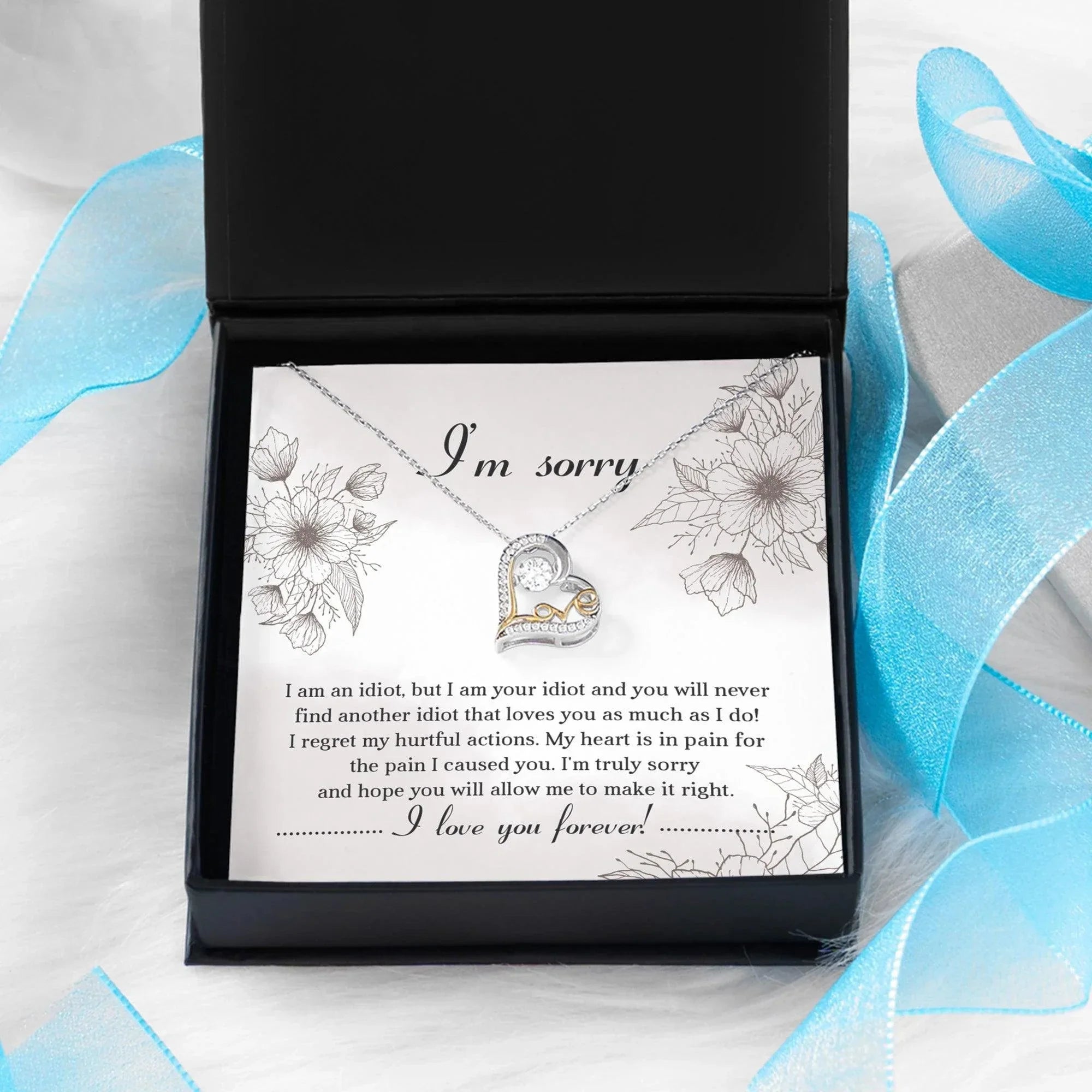 Apology Gift for Her - Sorry For The Pain I Caused You - Love Dancing Heart Pendant Necklace