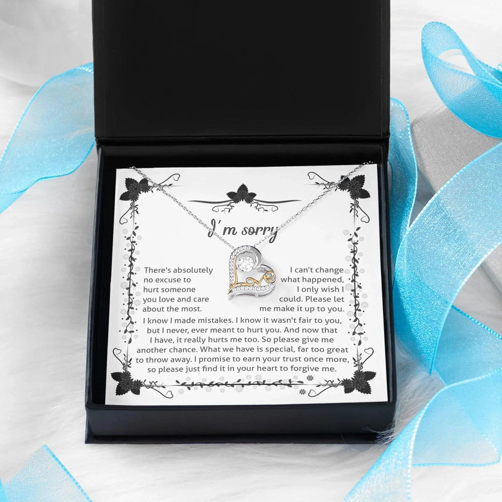 Apology Gift - I'm Sorry, No Excuse, Another Chance - Love Dancing Heart Pendant Necklace
