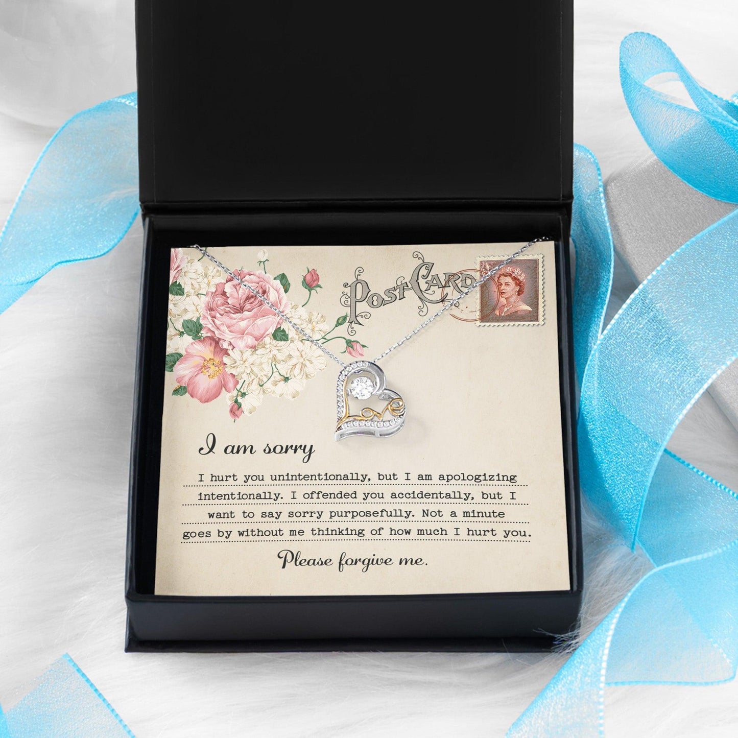 Forgive Me Gift - Sorry I Hurt You, I am Apologizing Intentionally - Love Dancing Heart Pendant Necklace - Mallard Moon Gift Shop