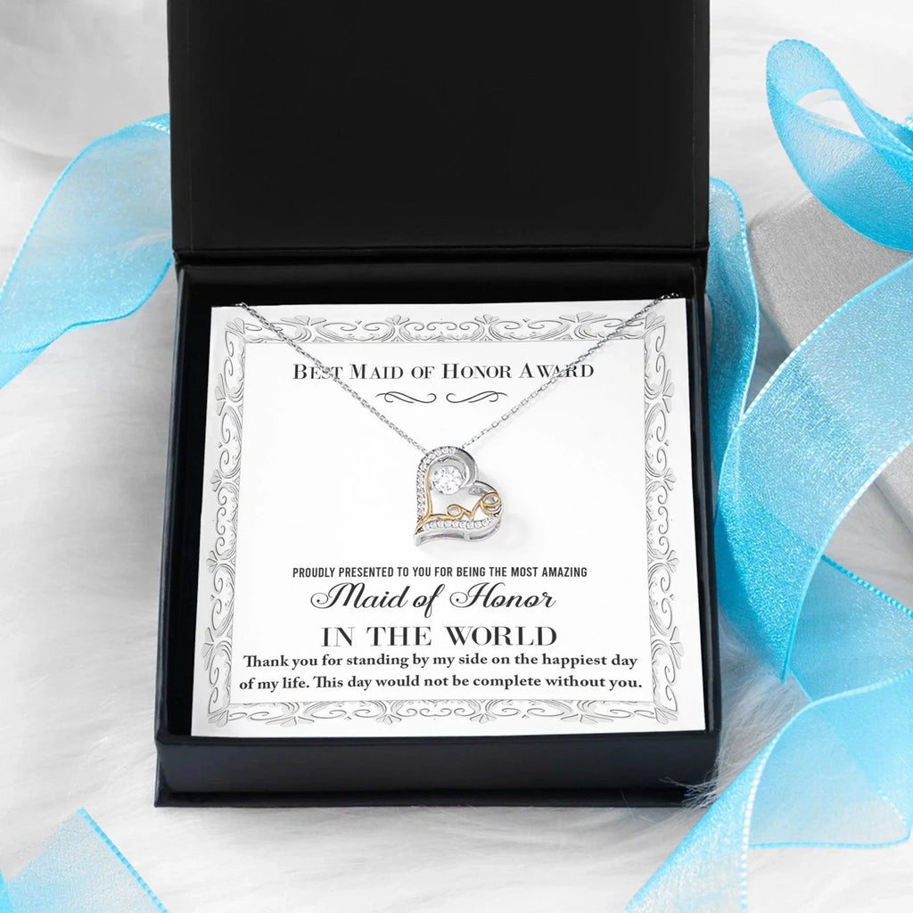 Maid of Honor Wedding Day Gift -Thank You Happiest Day Of My Life - Love Dancing Love Pendant Necklace