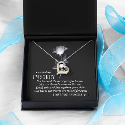 Apology Gift for Girlfriend, Wife, Soulmate - Sorry, Painful Lesson - Love Dancing Heart Pendant Necklace - Mallard Moon Gift Shop