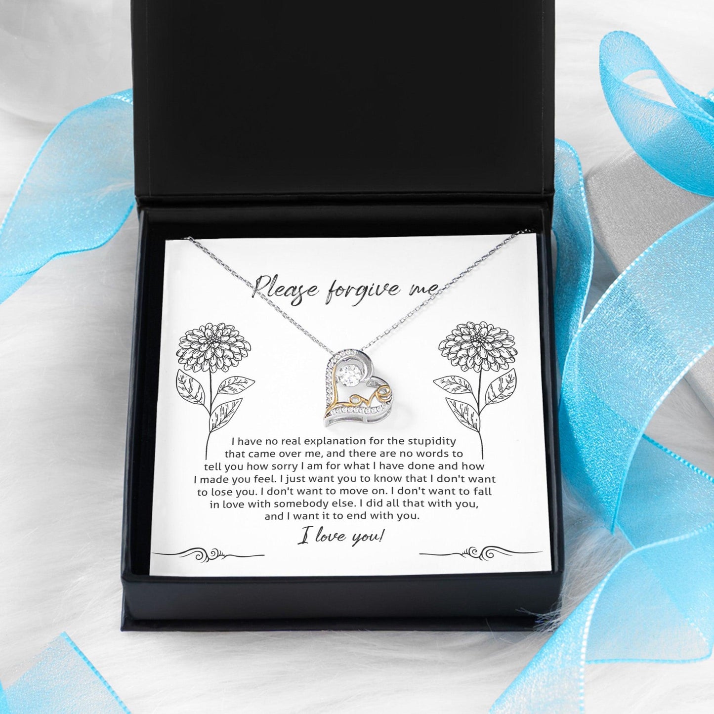 Apology Gift for Girlfriend, Wife, Soulmate - Sorry, Real Explanation - Love Dancing Heart Pendant Necklace - Mallard Moon Gift Shop