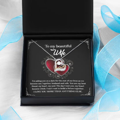 Wife Wedding Day We Become One Together Love Dancing Heart Pendant Necklace Gift for Bride from Groom - Mallard Moon Gift Shop