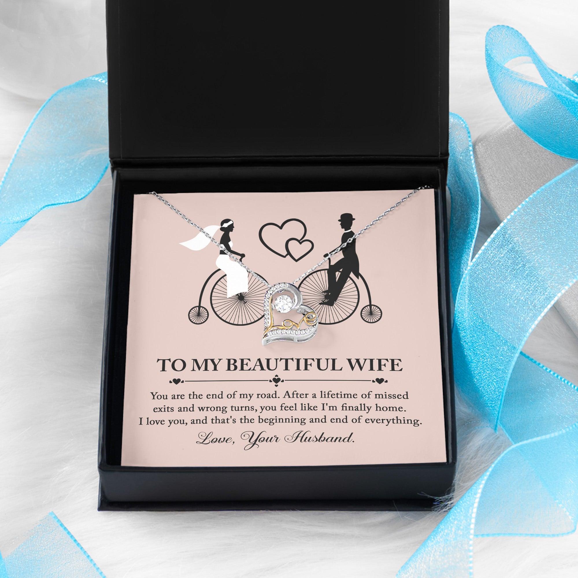 Wife Wedding Day Gift From Husband I am Finally Home Love Dancing Heart Pendant Necklace Gift for Bride from Groom - Mallard Moon Gift Shop