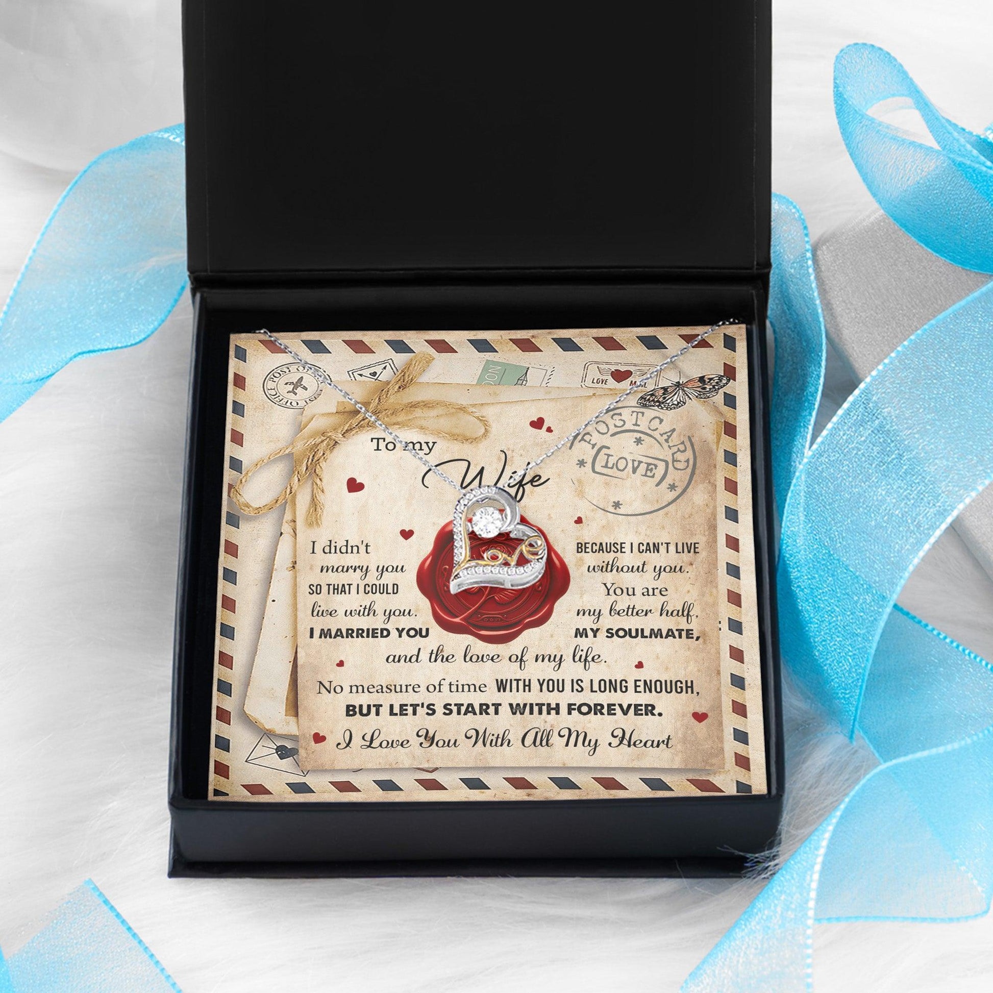 Wife Letter from Husband I Can't Live Without You Love Heart Necklace Anniversary Wedding Day Valentine Gift - Mallard Moon Gift Shop
