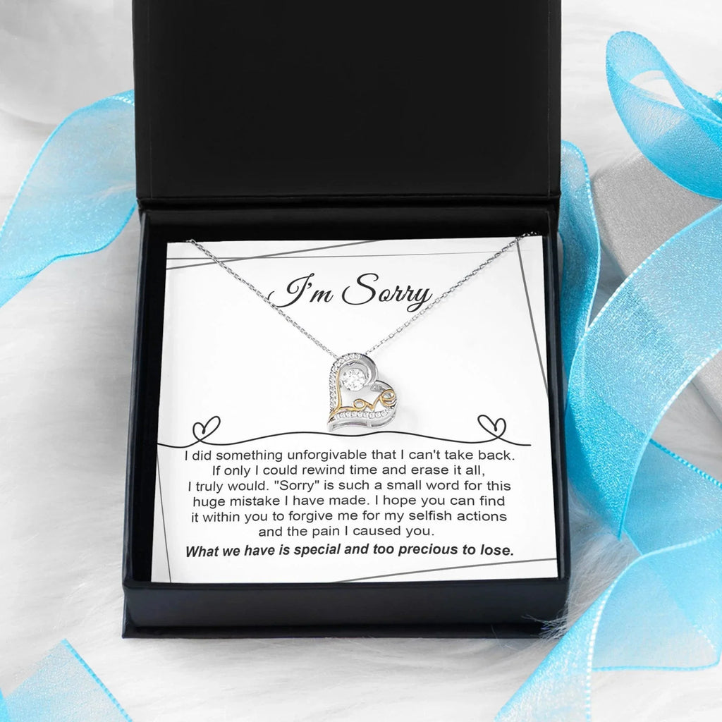 Apology Gift for Girlfriend, Wife, Soulmate - I'm Sorry, Forgive Me for the Pain I Caused You - Love Heart Pendant Necklace