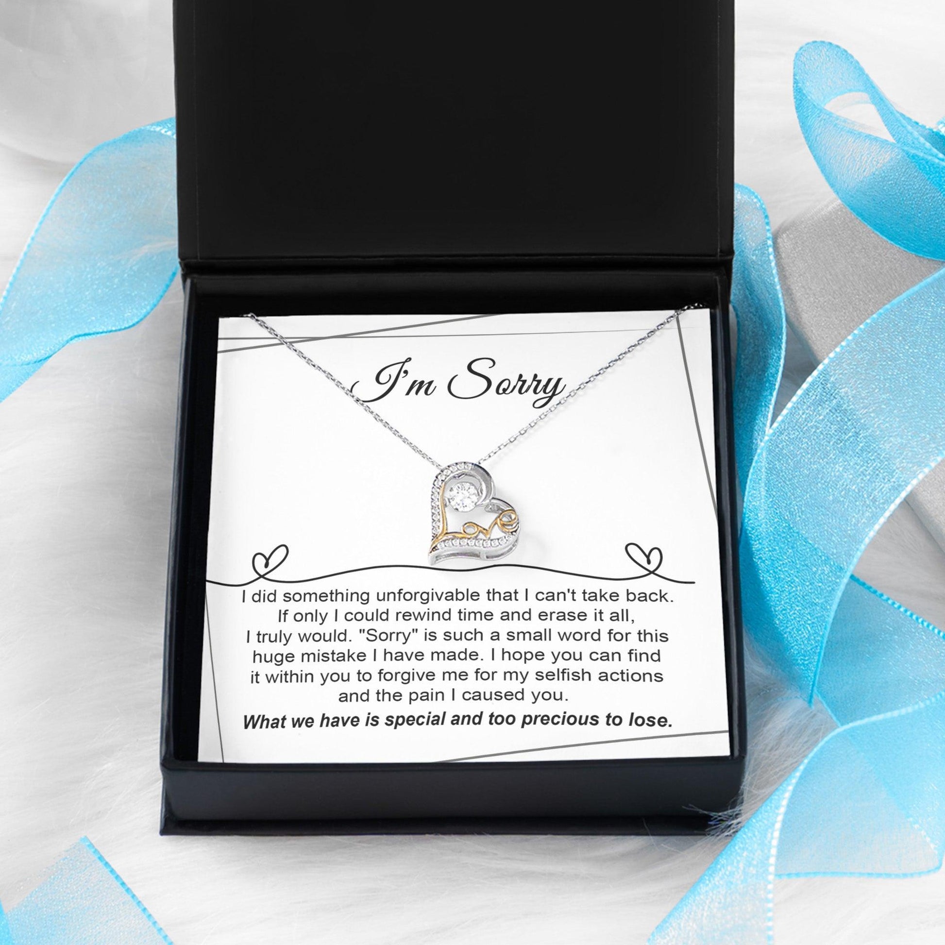 Apology Gift for Girlfriend, Wife, Soulmate - I'm Sorry, Forgive Me for the Pain I Caused You  - Love Heart Pendant Necklace - Mallard Moon Gift Shop
