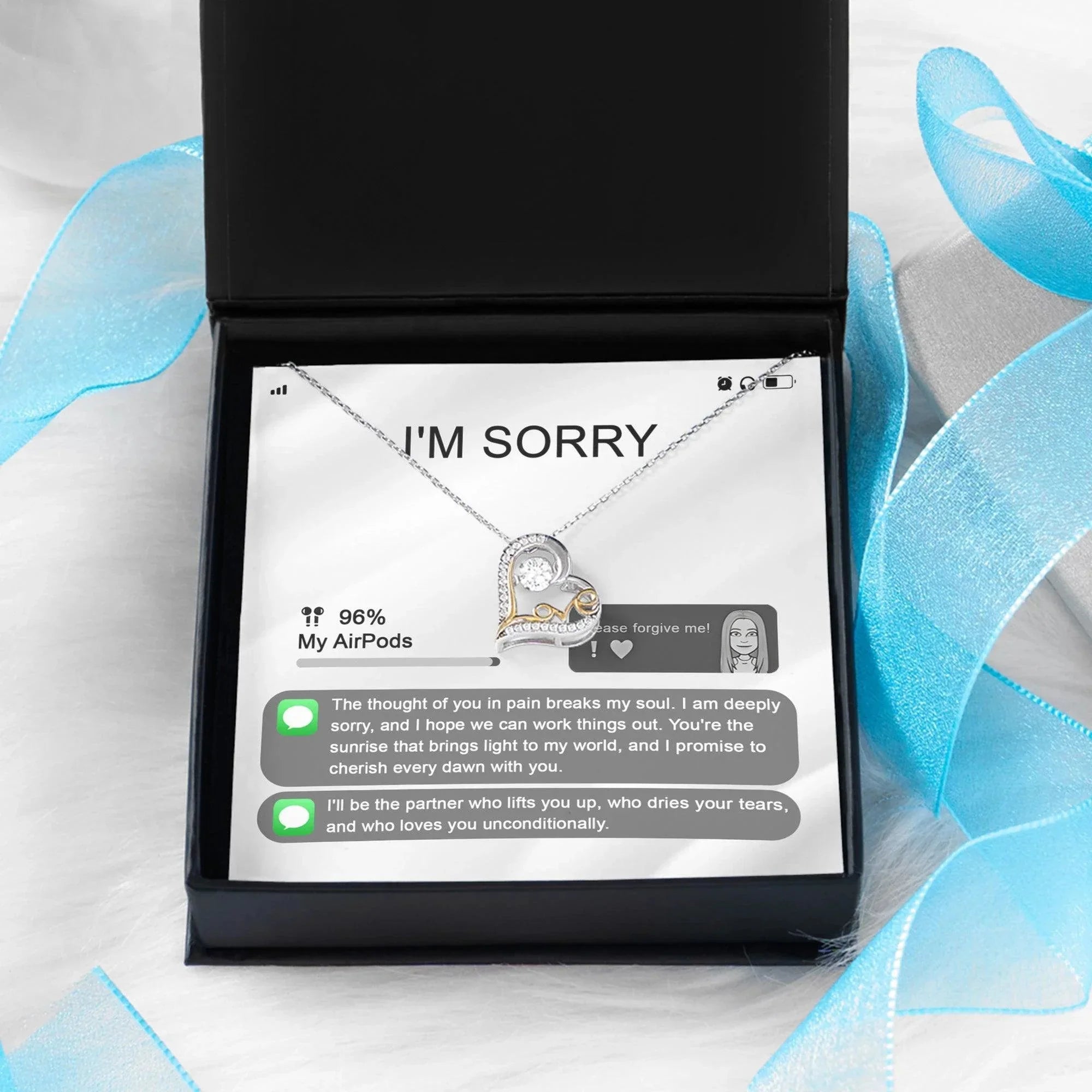 Apology Gift for Girlfriend, Wife, Soulmate - Sorry, Breaks My Soul - Love Heart Pendant Necklace