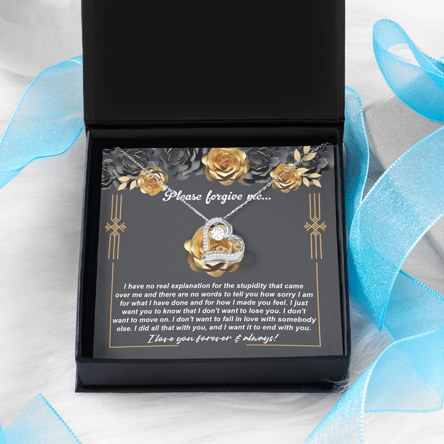 Apology Gift for Girlfriend, Wife, Soulmate - Sorry, End With You - Love Heart Pendant Necklace - Mallard Moon Gift Shop