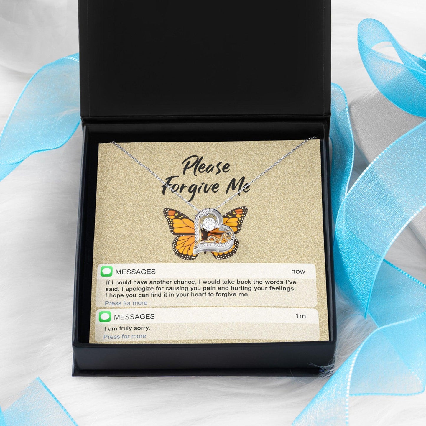 Apology Gift for Girlfriend, Wife, Soulmate - Sorry, In Your Heart - Love Heart Pendant Necklace - Mallard Moon Gift Shop