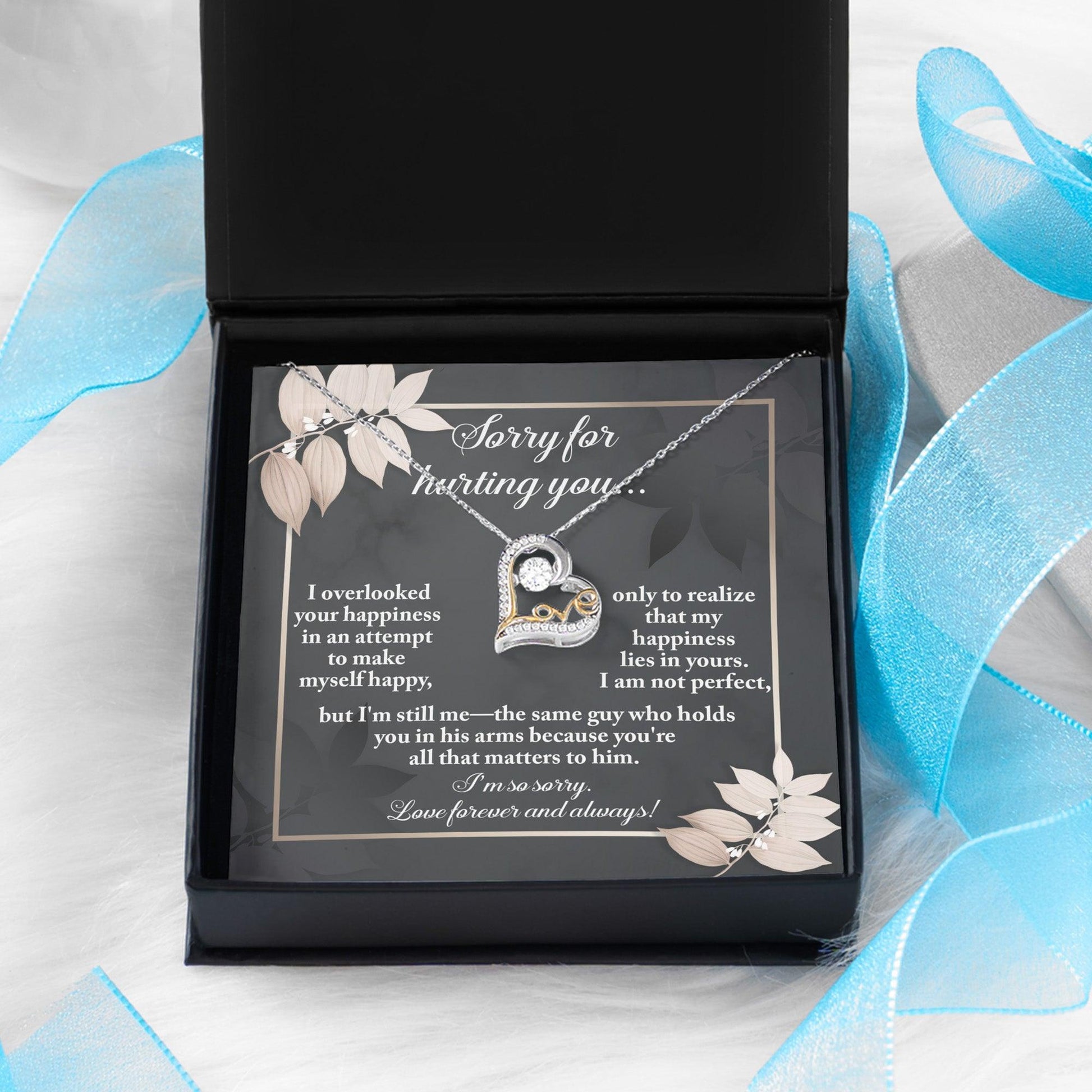 Apology Gift for Girlfriend, Wife, Soulmate - Sorry, Lies In Yours - Love Heart Pendant Necklace - Mallard Moon Gift Shop