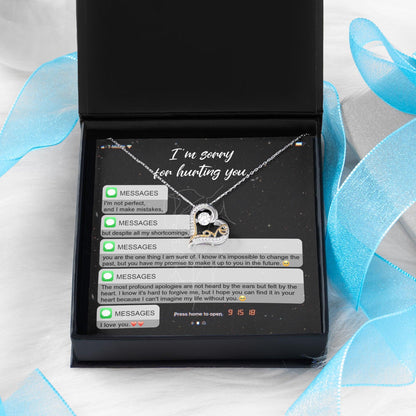 Apology Gift for Girlfriend, Wife, Soulmate - Sorry, Away from You - Love Heart Pendant Necklace - Mallard Moon Gift Shop