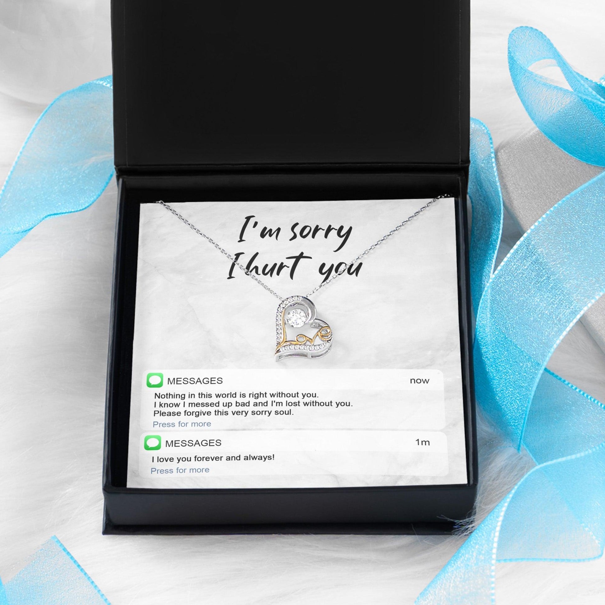 Apology Gift for Girlfriend, Wife, Soulmate - Sorry, Lost Without You - Love Heart Pendant Necklace - Mallard Moon Gift Shop