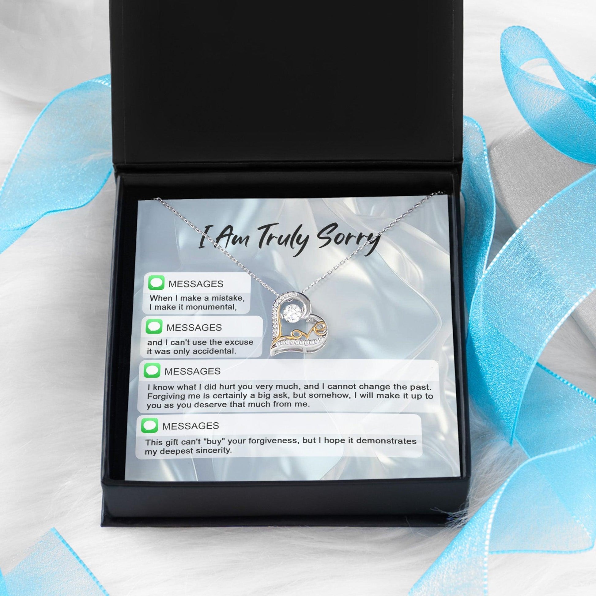 Apology Gift for Girlfriend, Wife, Soulmate - Sorry, Make A Mistake - Love Heart Pendant Necklace - Mallard Moon Gift Shop
