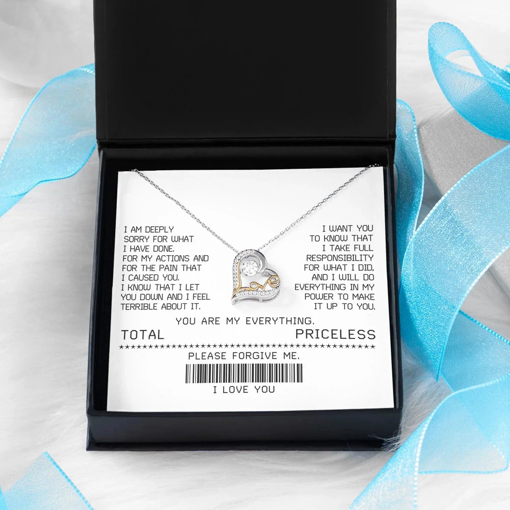 Apology Gift for Girlfriend, Wife, Soulmate - Sorry, Make It Up - Love Heart Pendant Necklace