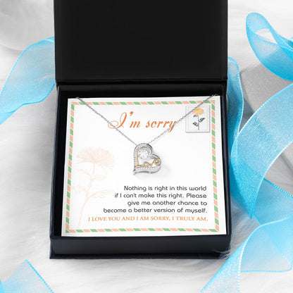 Apology Gift for Girlfriend, Wife, Soulmate - Sorry, Another Chance - Love Heart Pendant Necklace - Mallard Moon Gift Shop