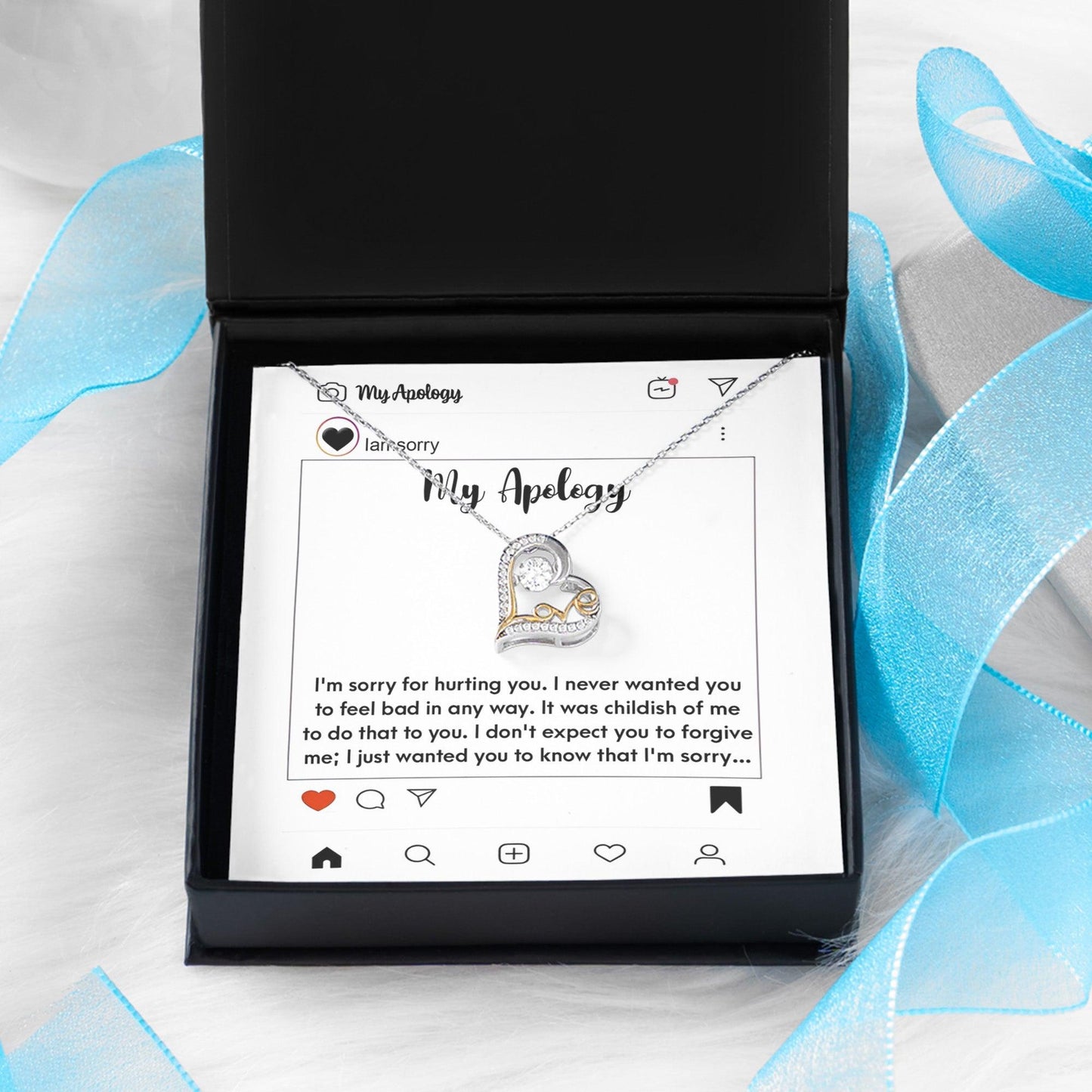 Apology Gift for Girlfriend, Wife, Soulmate - I'm Sorry for Hurting You - Love Heart Pendant Necklace - Mallard Moon Gift Shop