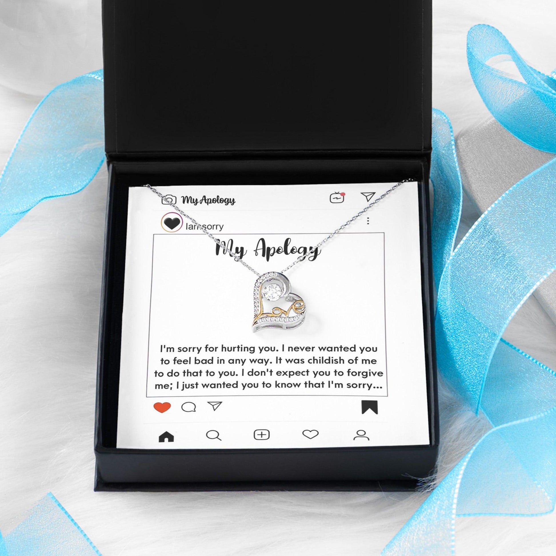 Apology Gift for Girlfriend, Wife, Soulmate - I'm Sorry for Hurting You - Love Heart Pendant Necklace - Mallard Moon Gift Shop