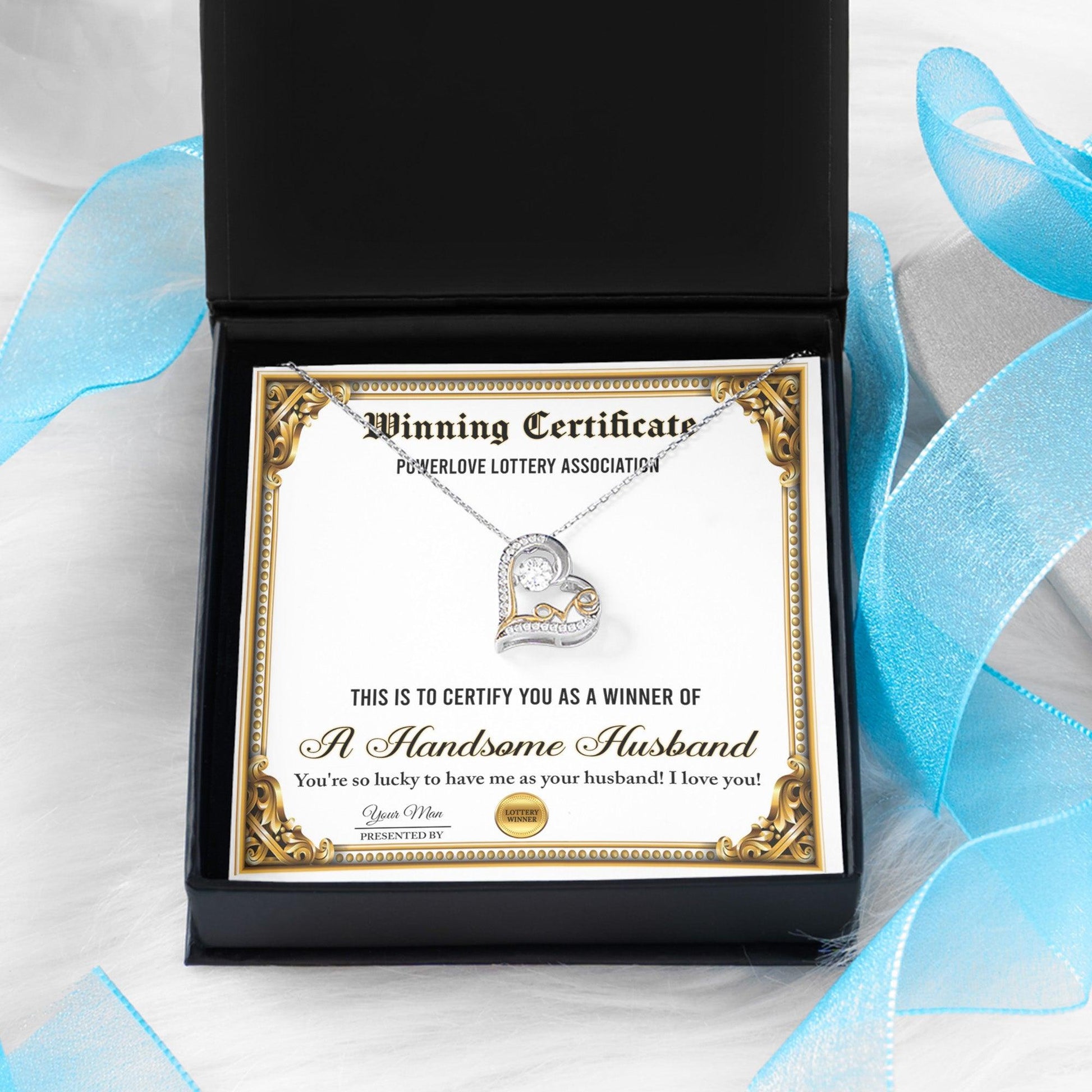 Wife Wedding Day, Anniversary, Birthday Gift - Winning Certificate - Love Dancing Heart Pendant Necklace - Mallard Moon Gift Shop