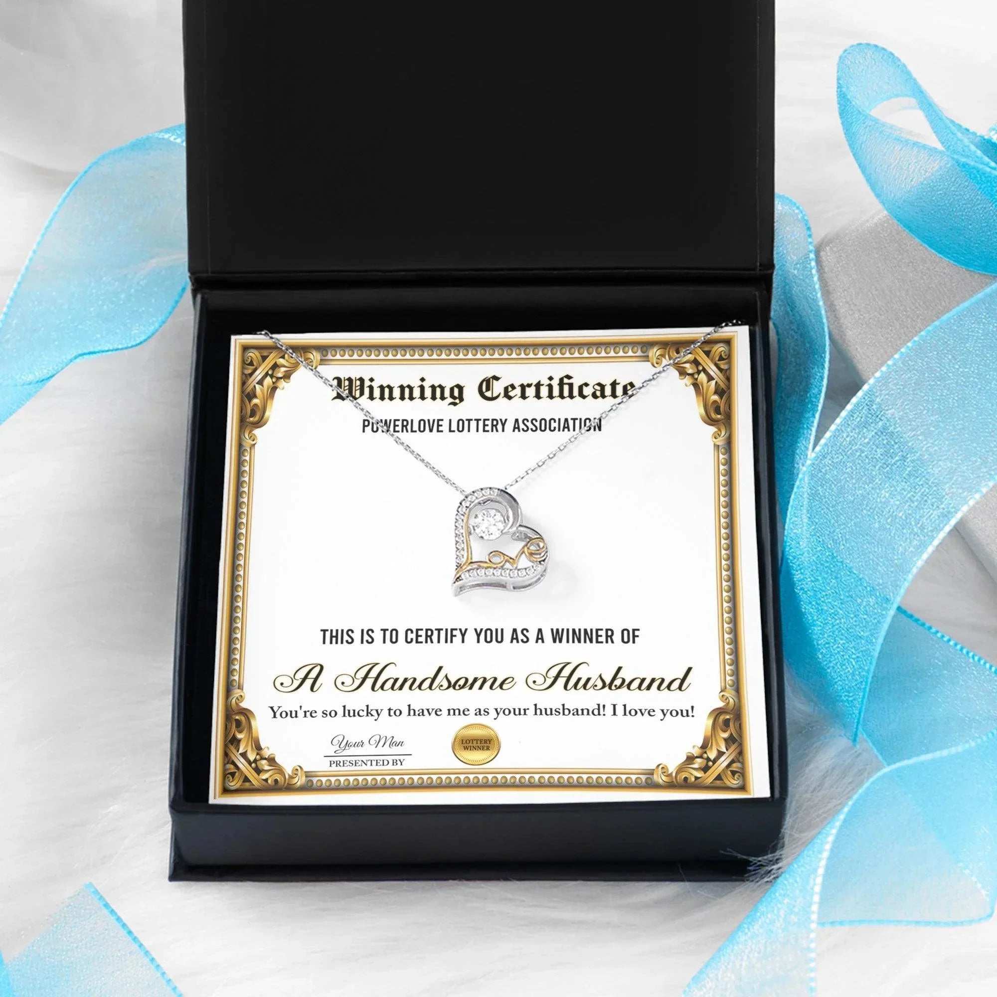 Wife Wedding Day, Anniversary, Birthday Gift - Winning Certificate - Love Dancing Heart Pendant Necklace