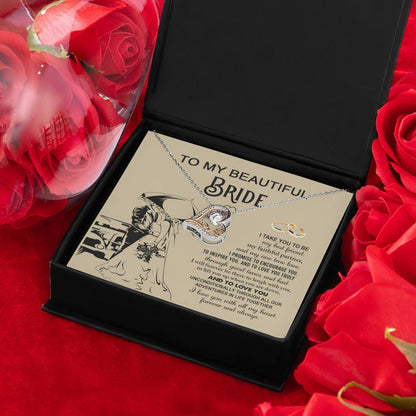 To My Beautiful Bride - My Best Friend, Faithful Partner Love Dancing Heart Pendant Necklace Wedding Day Gift - Mallard Moon Gift Shop
