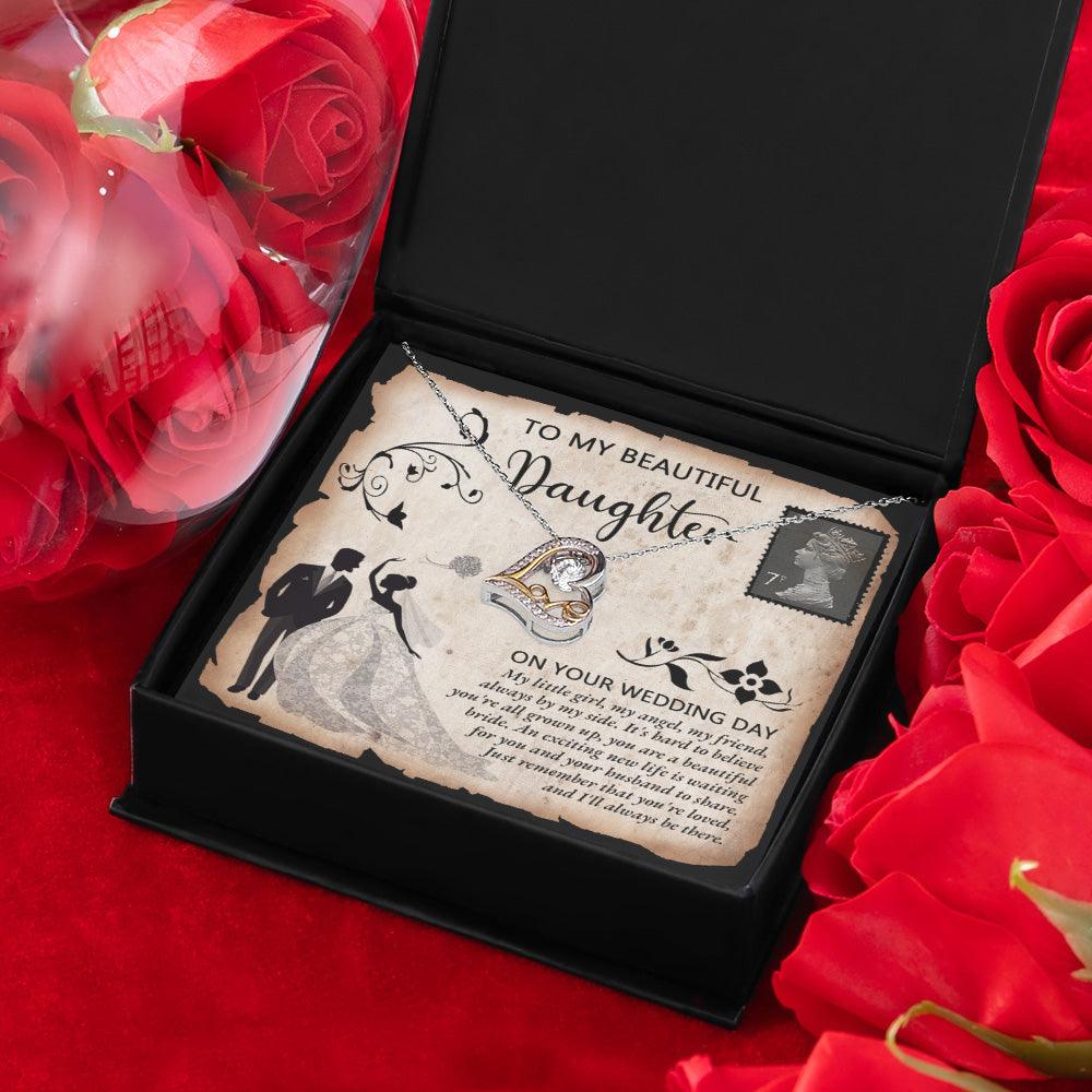 Daughter Wedding Day Gift, Dancing Love Heart Pendant Necklace, Gift for Bride - Mallard Moon Gift Shop