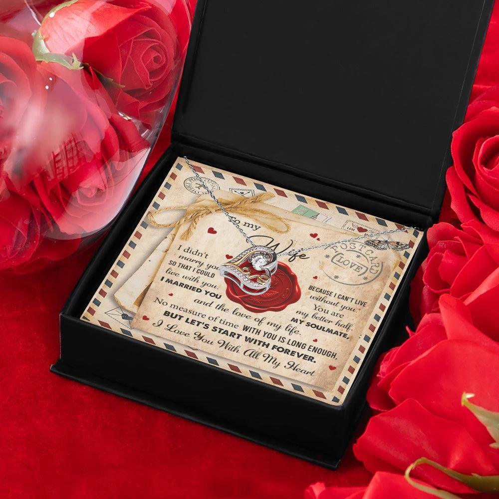 Wife Letter from Husband I Can't Live Without You Love Heart Necklace Anniversary Wedding Day Valentine Gift