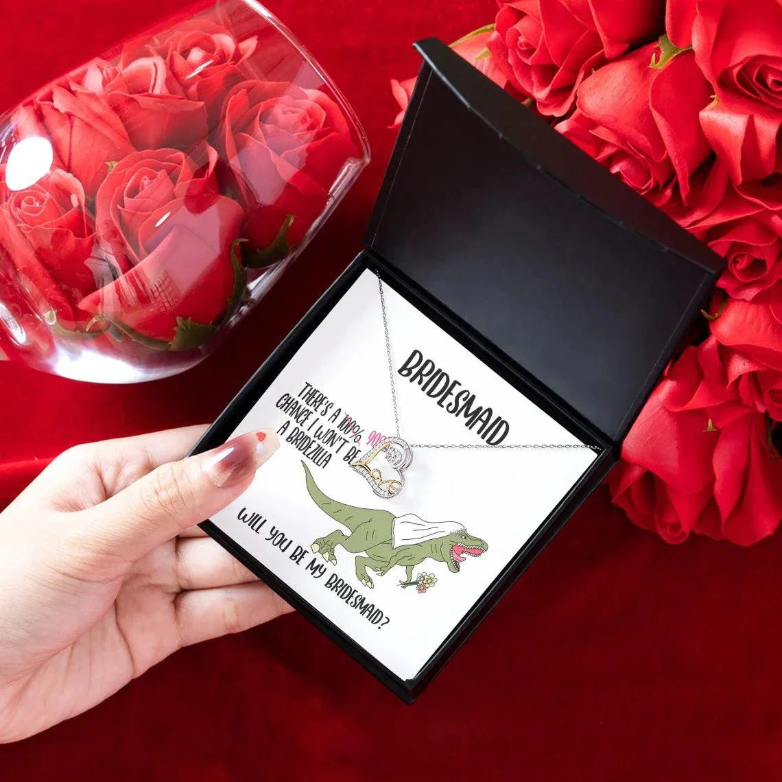 Bridesmaid Wedding Party Proposal Invitation Love Heart Necklace Gift from Bridezilla, Bridesmaid Gifts