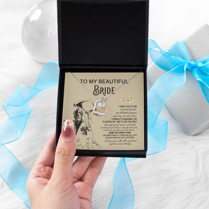To My Beautiful Bride - My Best Friend, Faithful Partner Love Dancing Heart Pendant Necklace Wedding Day Gift - Mallard Moon Gift Shop