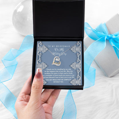 Bridesmaid Gift -Thank You for Standing By My Side Love Dancing Heart Pendant Necklace - Mallard Moon Gift Shop