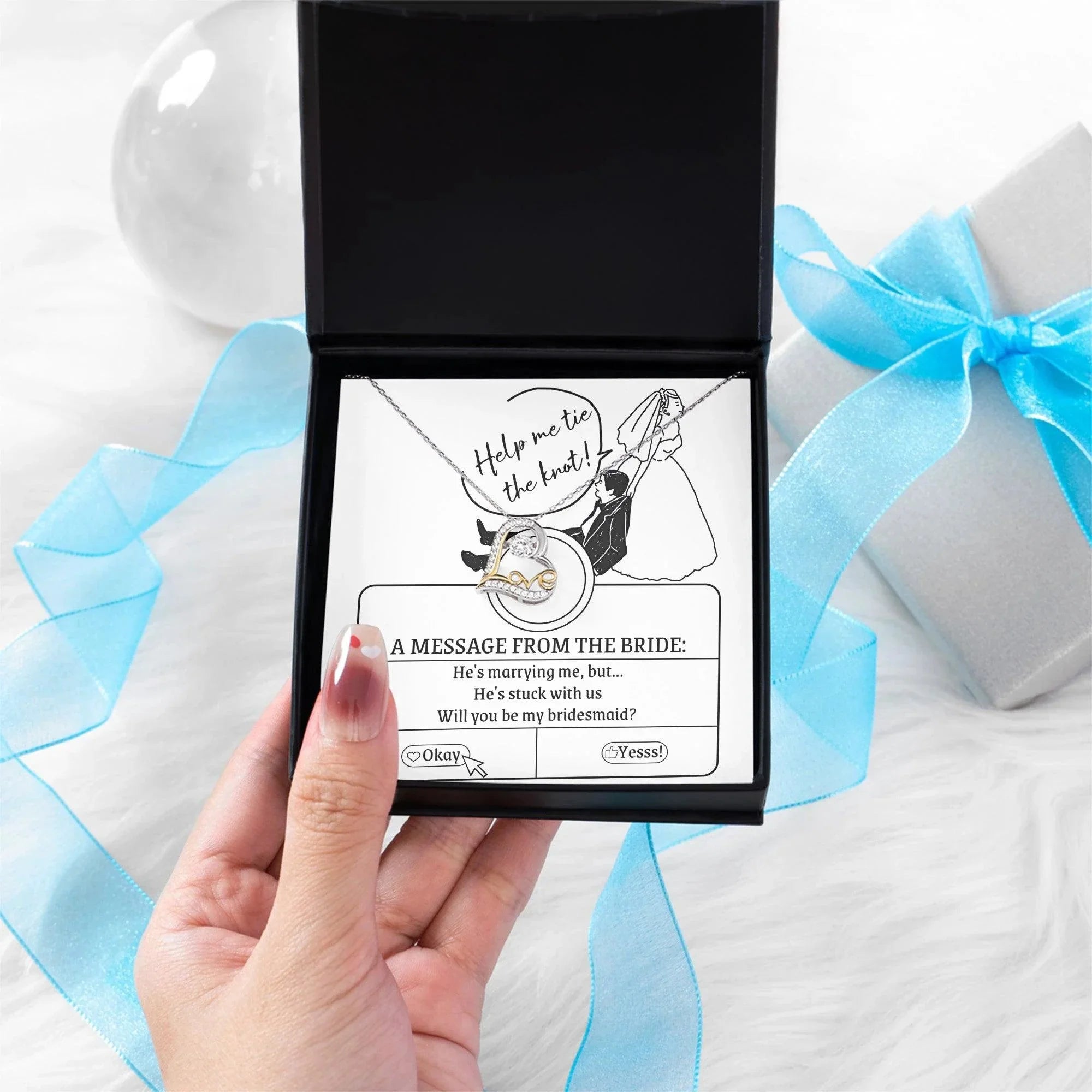 Bridesmaid Proposal Wedding Invite Will You Be My Bridesmaid Love Dancing Heart Pendant Necklace