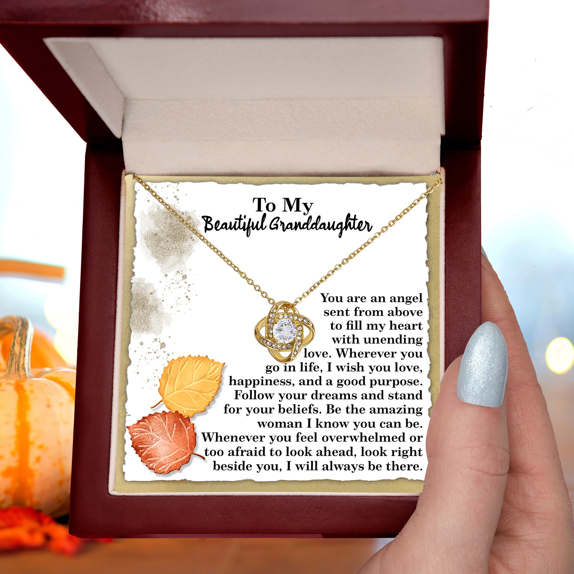 Gift for Granddaughter - An Angel - Love Knot Pendant Necklace - Mallard Moon