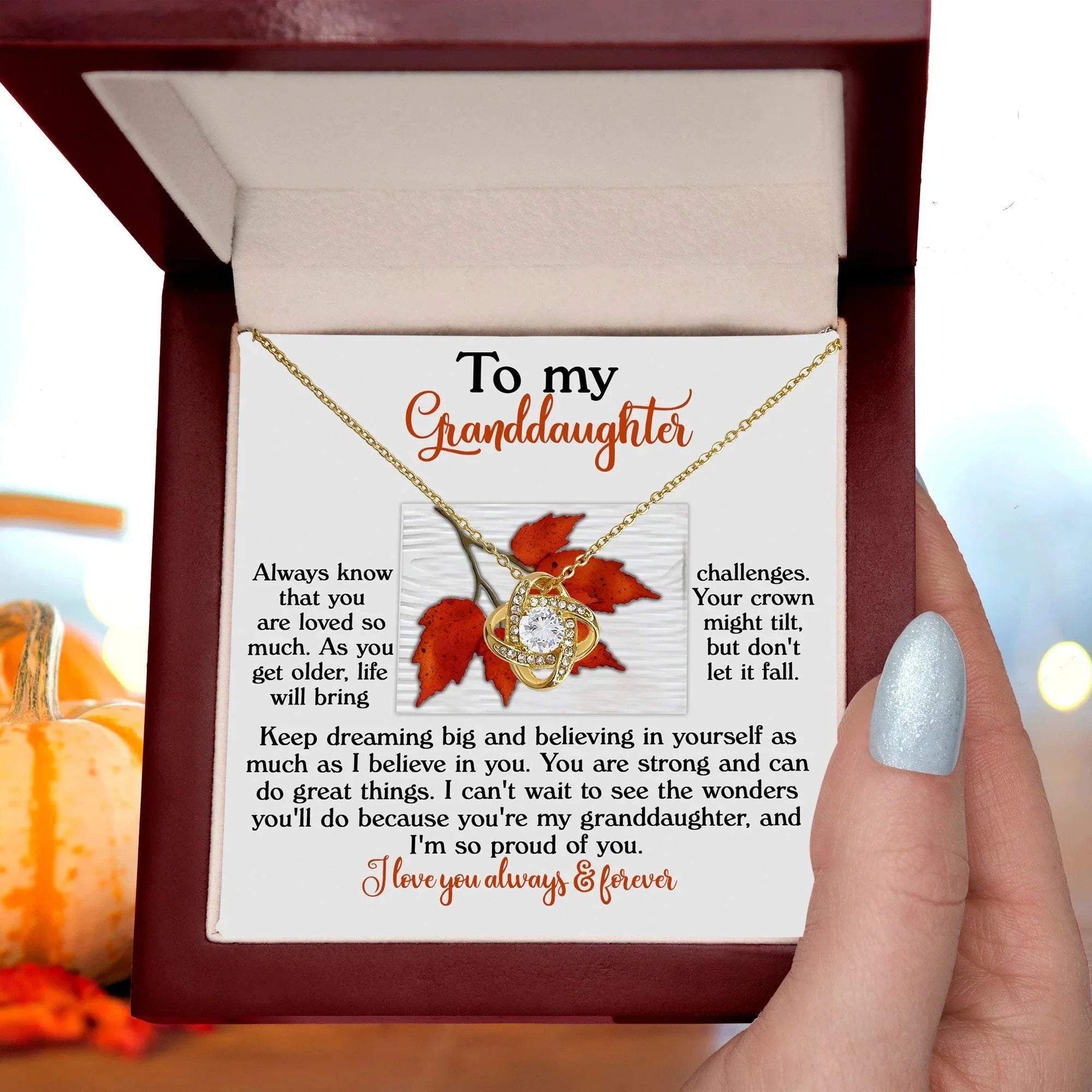 Gift for Granddaughter - Do Great Things - Love Knot Pendant Necklace
