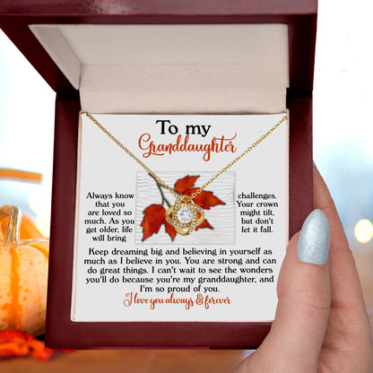Gift for Granddaughter - Do Great Things - Love Knot Pendant Necklace - Mallard Moon
