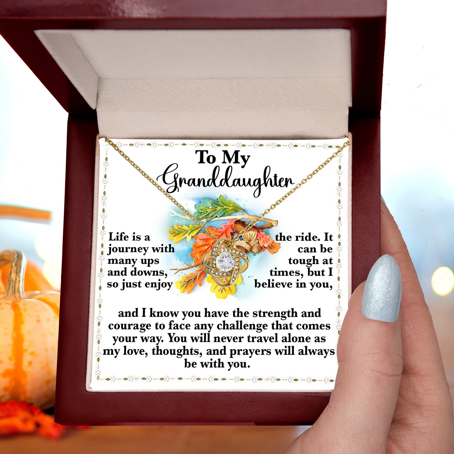 Gift for Granddaughter - Never Travel Alone - Love Knot Pendant Necklace - Mallard Moon