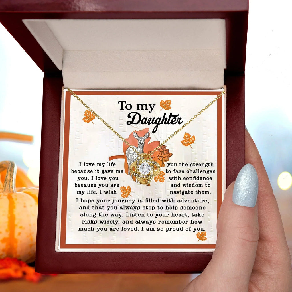 Gift for Daughter - Life Gave Me You - Love Knot Pendant Necklace