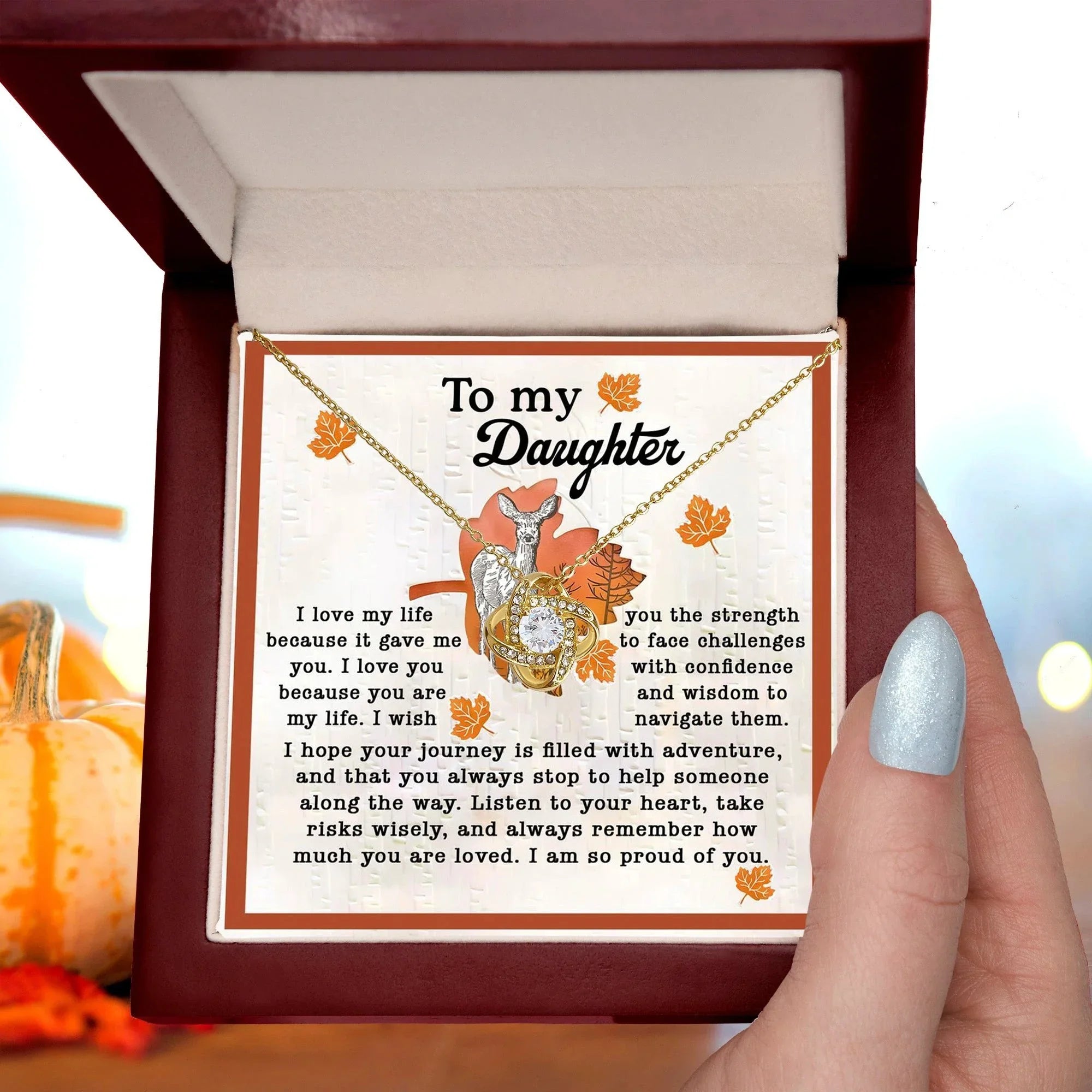 Gift for Daughter - Life Gave Me You - Love Knot Pendant Necklace