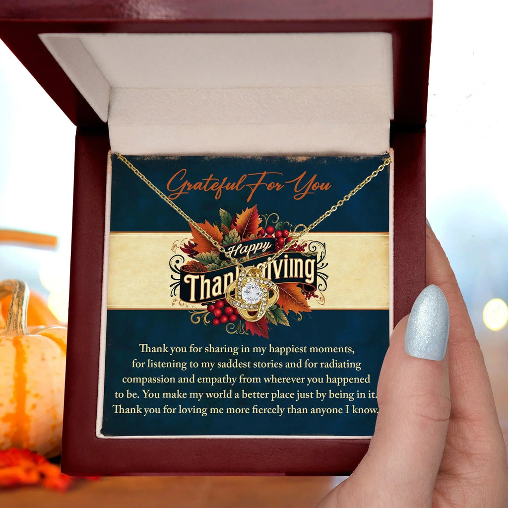 Thanksgiving Gift for Her – “Grateful for You” Necklace with Message Card | Heartfelt Jewelry Gift for Her