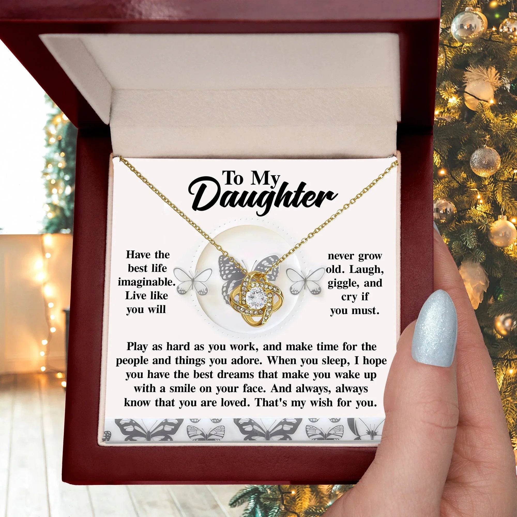 Gift for Daughter - My Wish For You - Love Knot Pendant Necklace