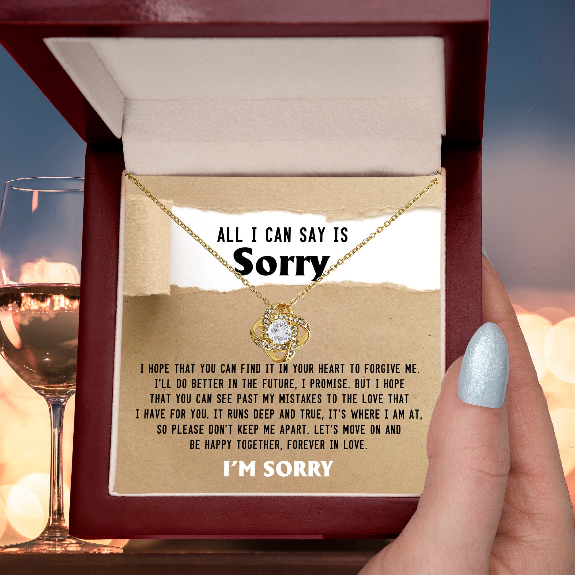 Apology Gift for Girlfriend, Wife, Soulmate - Sorry, Don't Keep Me Apart - Love Knot Pendant Necklace - Mallard Moon