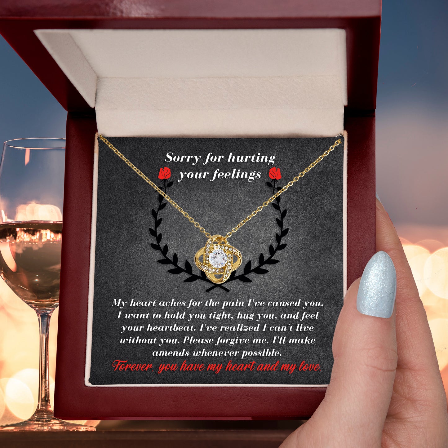 Apology Gift for Girlfriend, Wife, Soulmate - Sorry, Make Amends - Love Knot Pendant Necklace - Mallard Moon