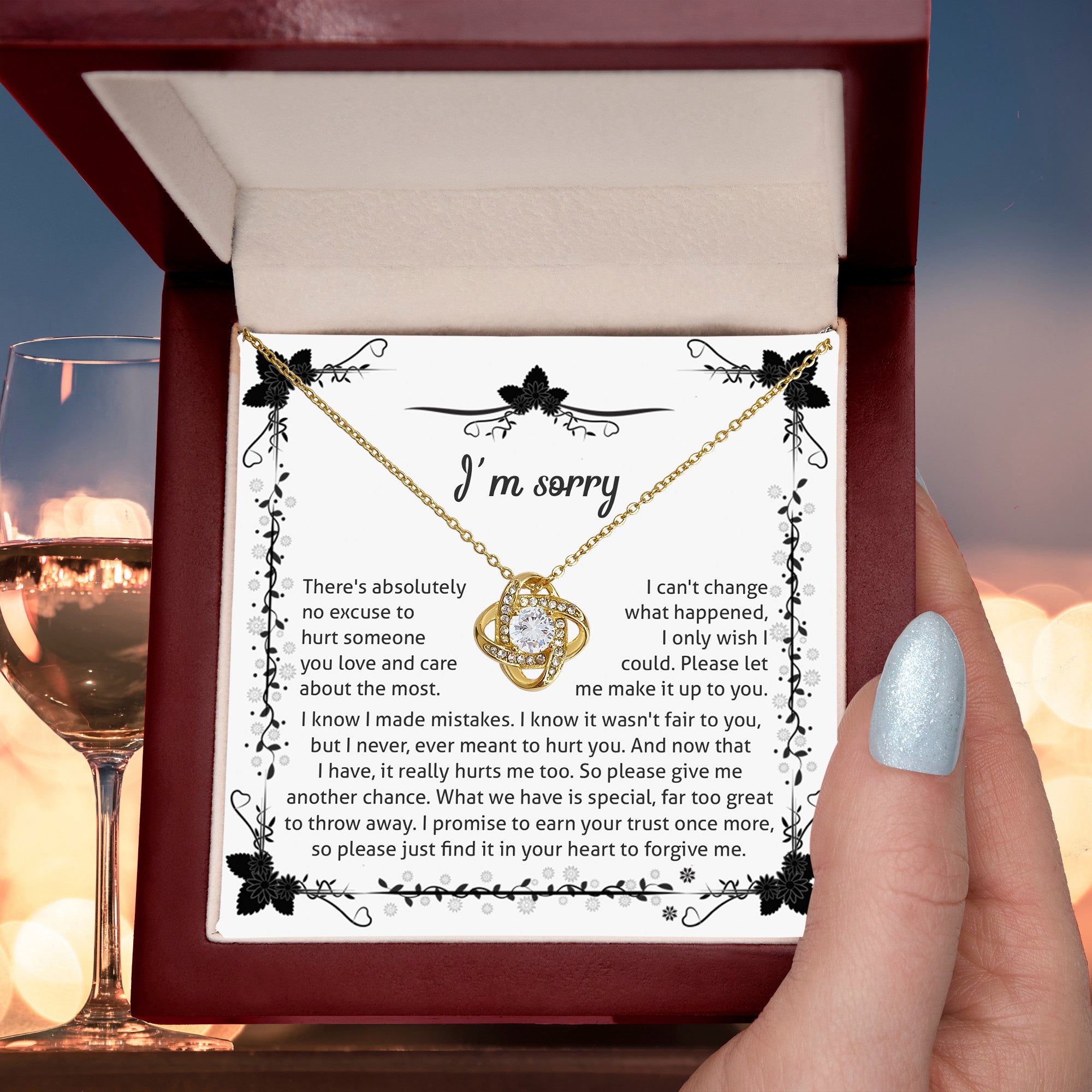 Apology - I'm Sorry, No Excuse, Another Chance - Love Knot Pendant Necklace - Mallard Moon