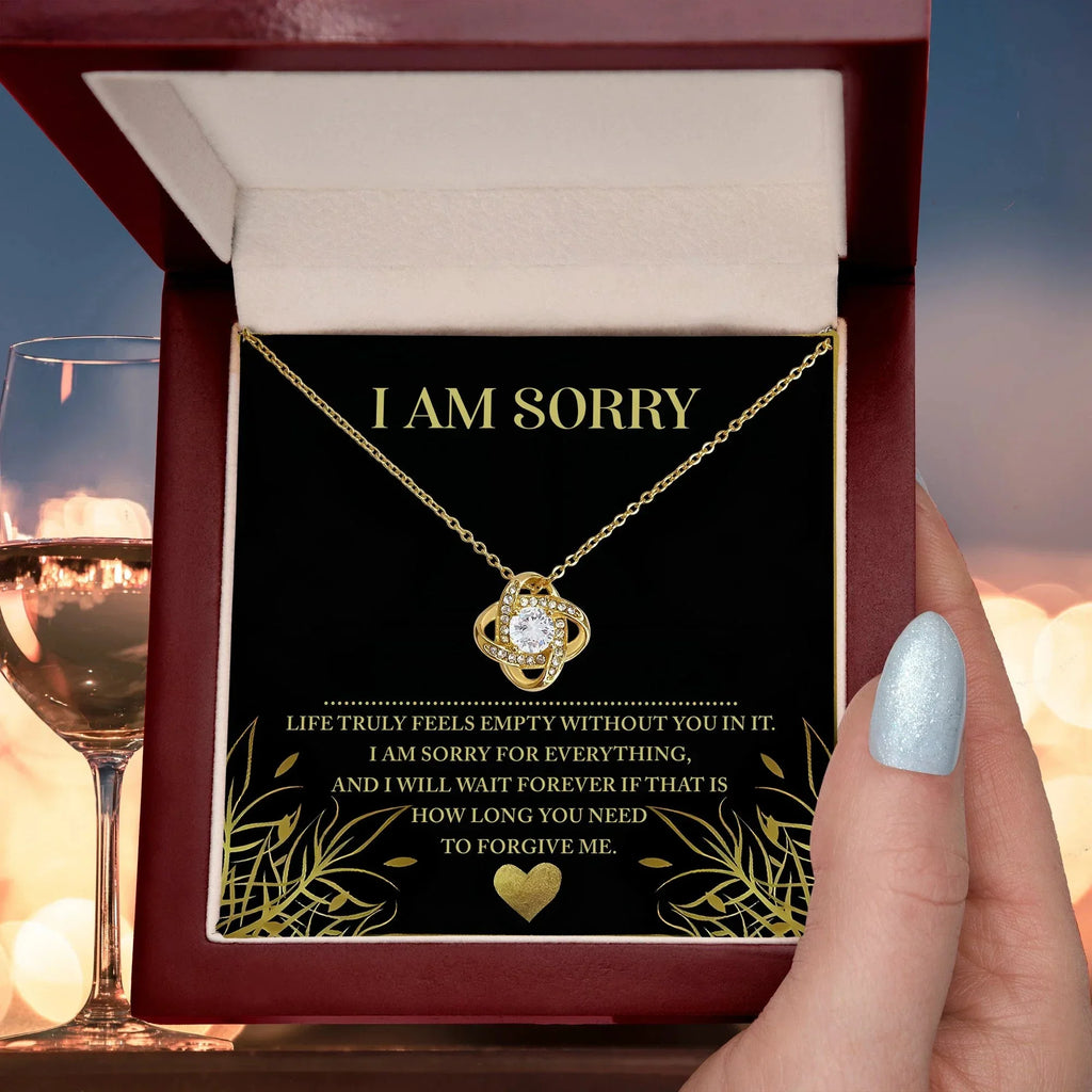 Apology Gift for Girlfriend, Wife, Soulmate - Sorry, Without You - Love Knot Pendant Necklace