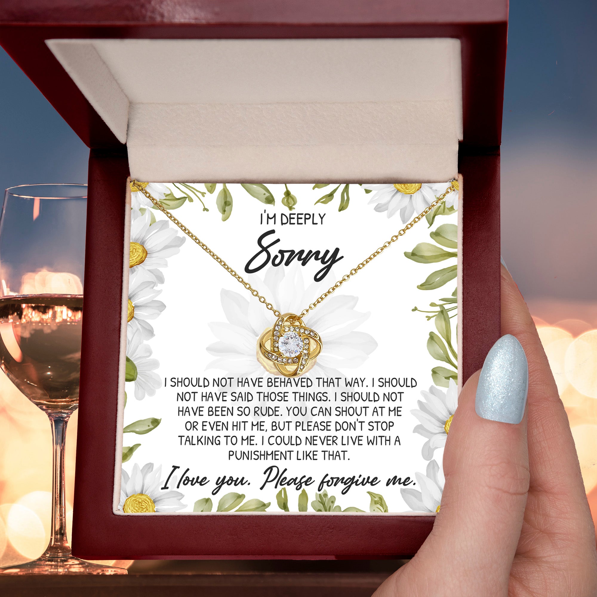 Apology Gift for Girlfriend, Wife, Soulmate-Sorry, Please Don't Stop Talking - Love Knot Pendant Necklace - Mallard Moon