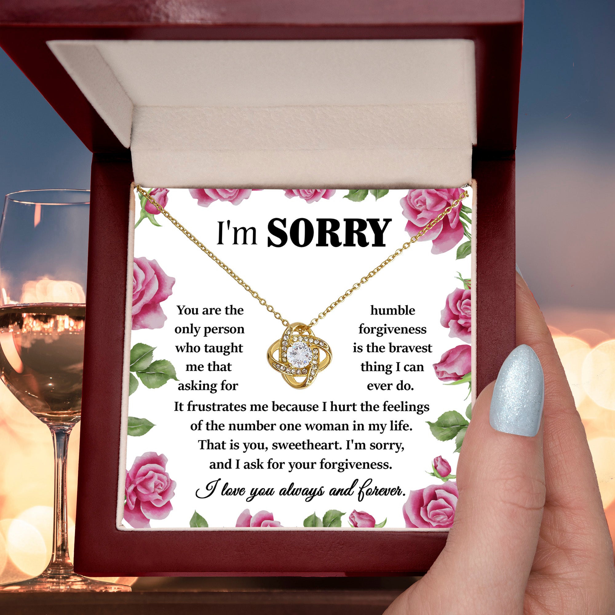 Apology Gift for Girlfriend, Wife, Soulmate-Sorry, Your Forgiveness-Love Knot Pendant Necklace - Mallard Moon