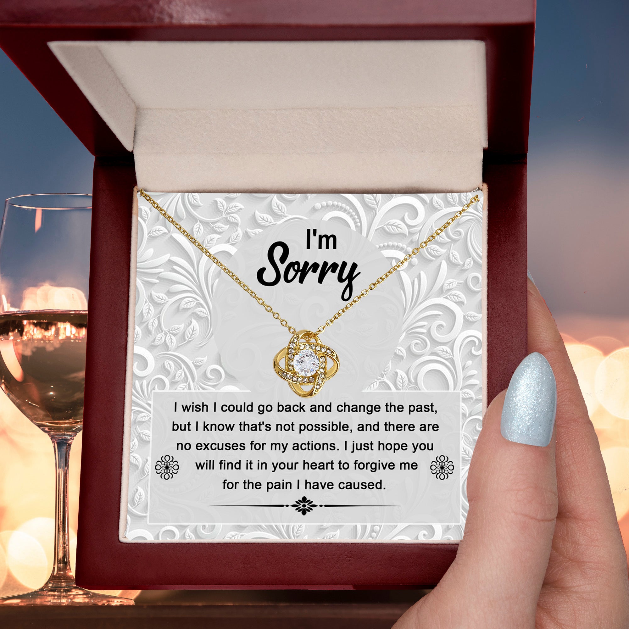 Apology Gift for Girlfriend, Wife, Soulmate - Sorry, Change The Past - Love Knot Pendant Necklace - Mallard Moon