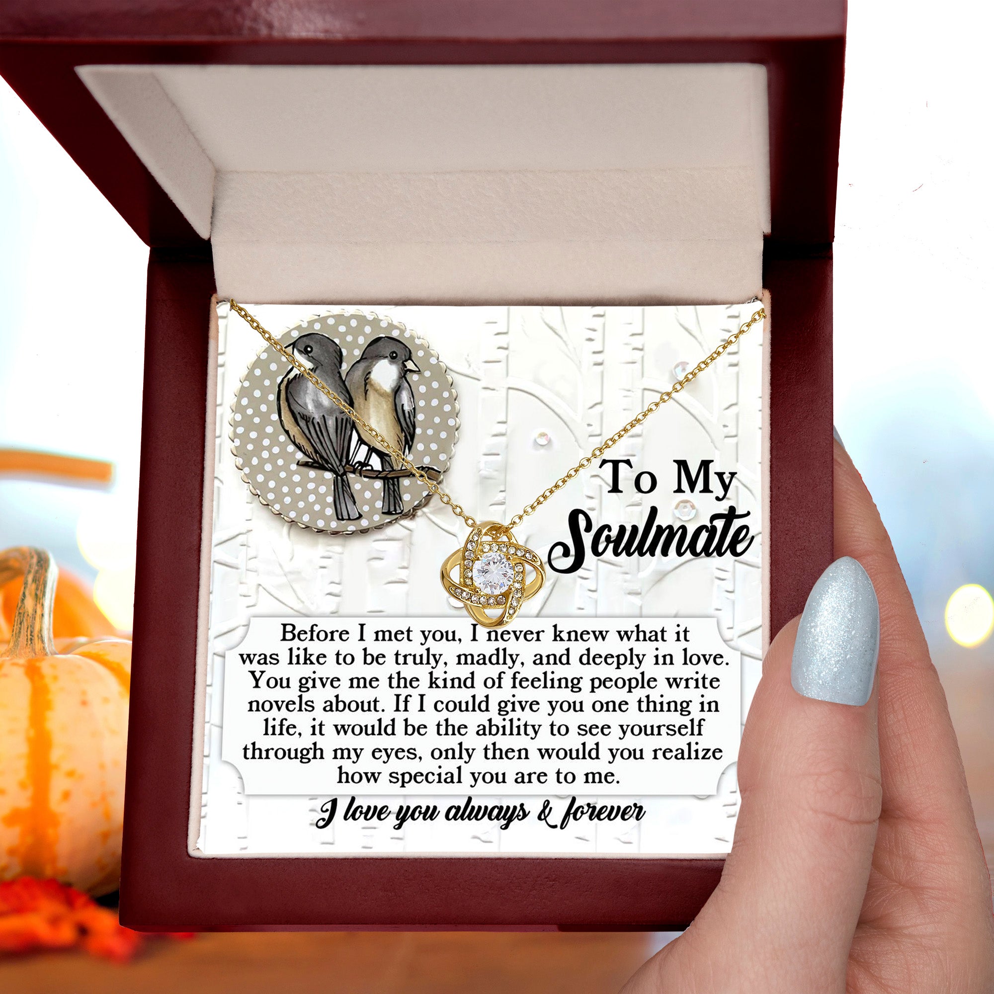 Gift for Soulmate - Write Novels - Love Knot Pendant Necklace - Mallard Moon Gift Shop