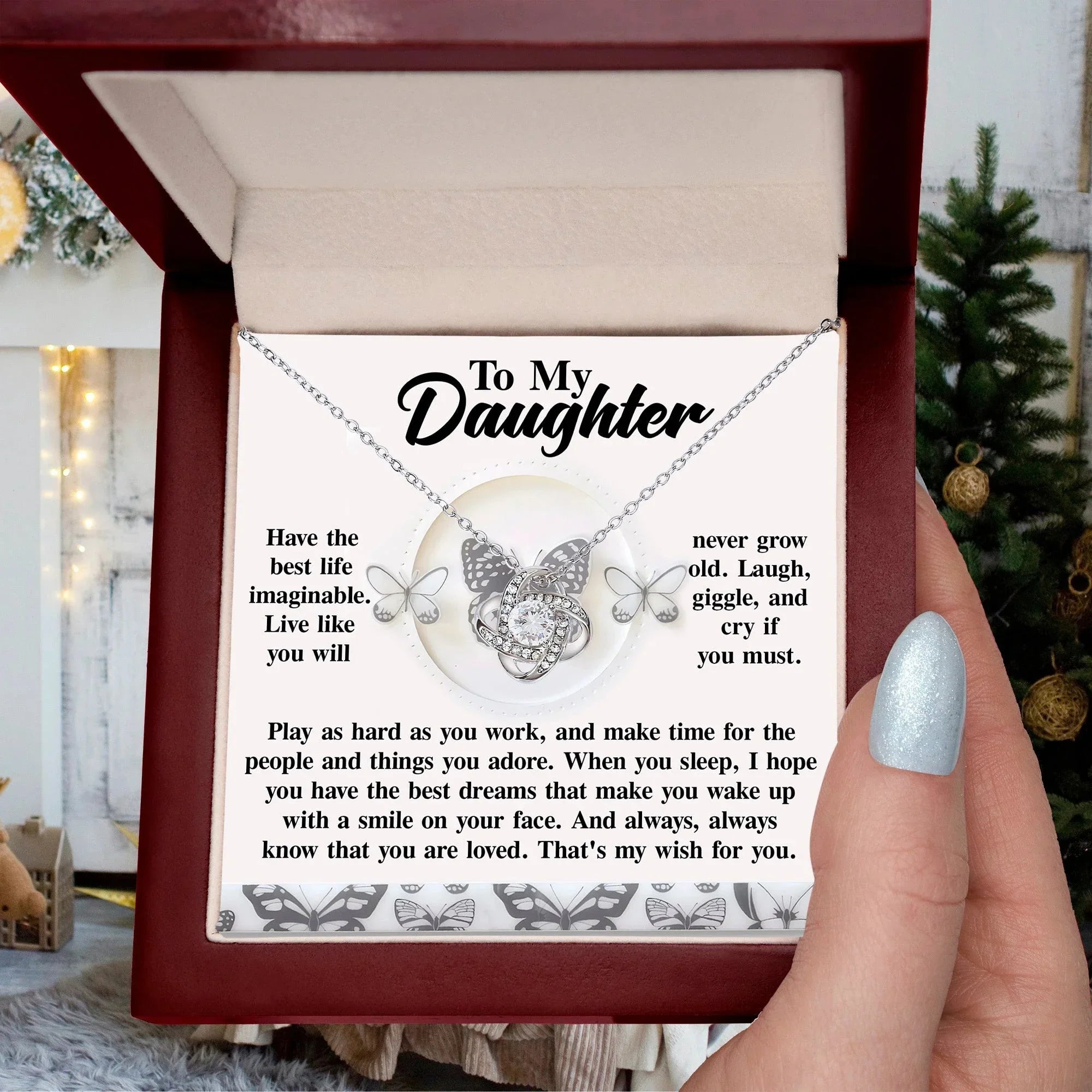 Gift for Daughter - My Wish For You - Love Knot Pendant Necklace